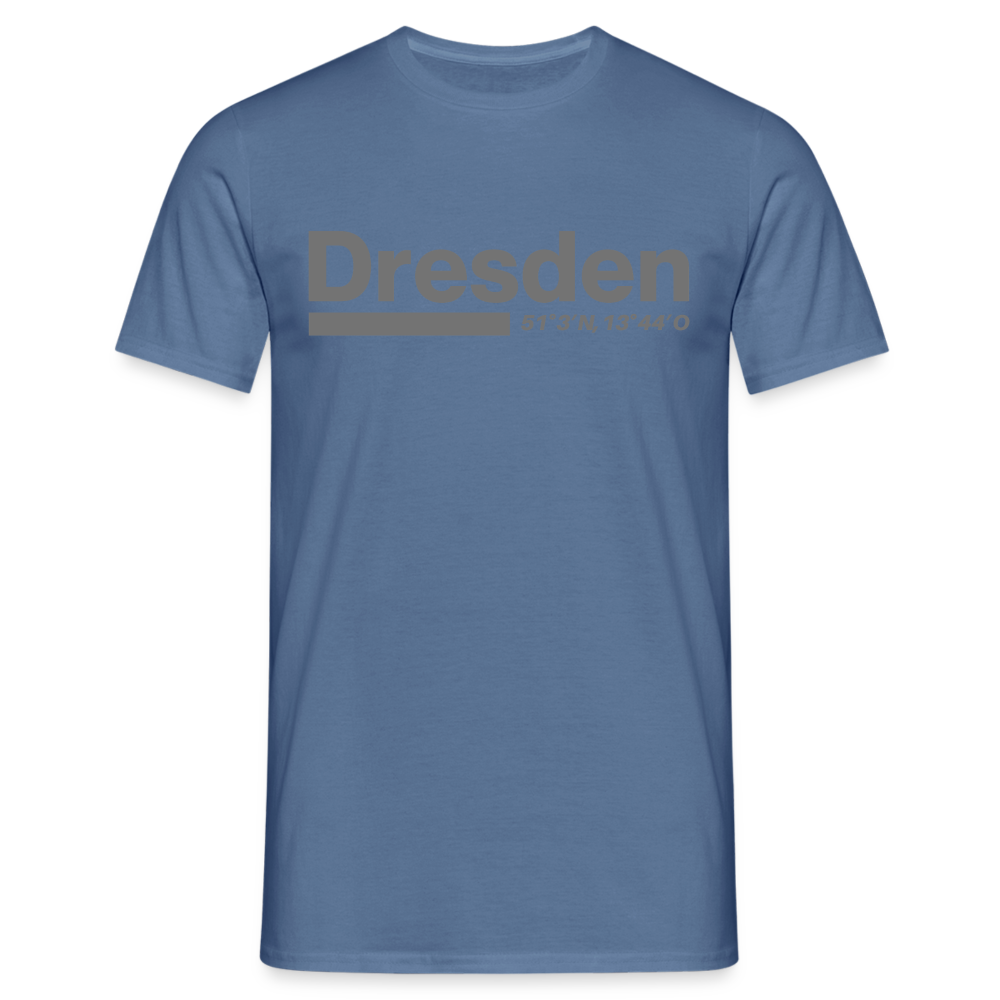 T-Shirt Dresden "Bold GPS" - Taubenblau 