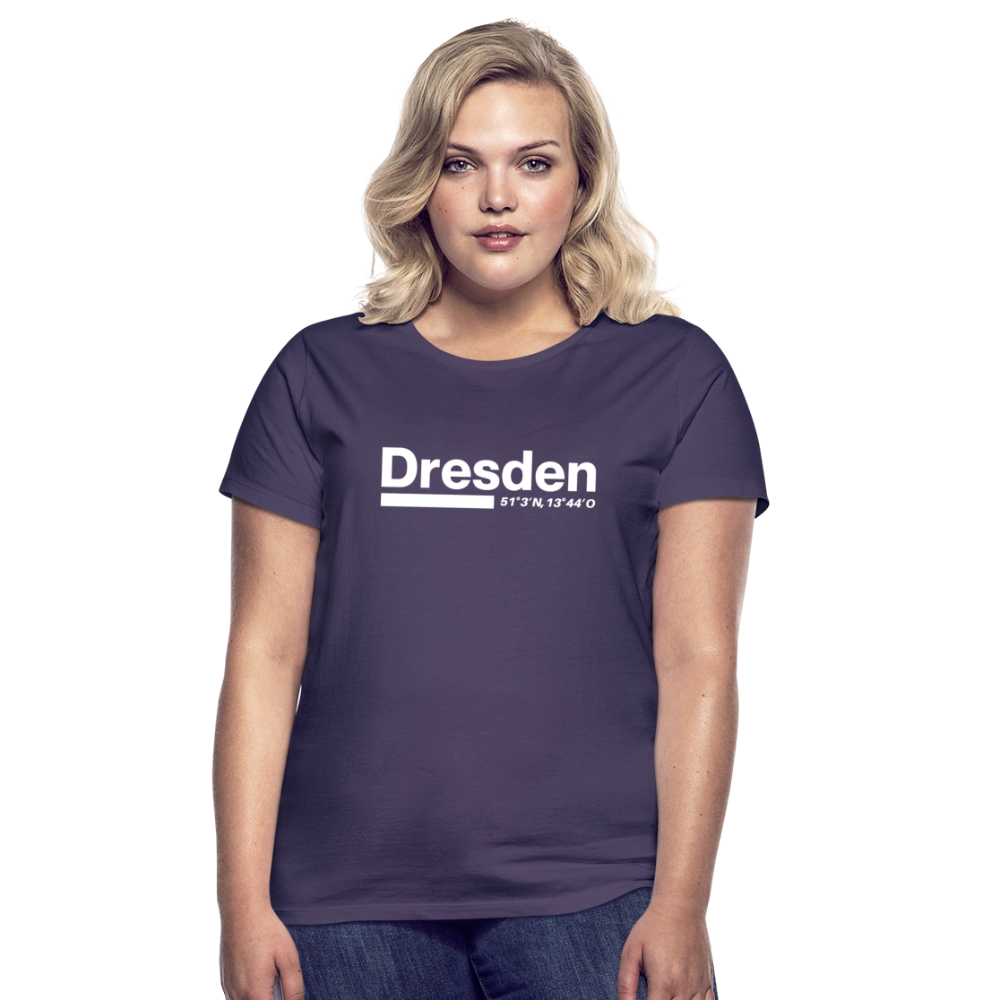 T-Shirt Ladies Dresden "Bold GPS White" - Dunkellila