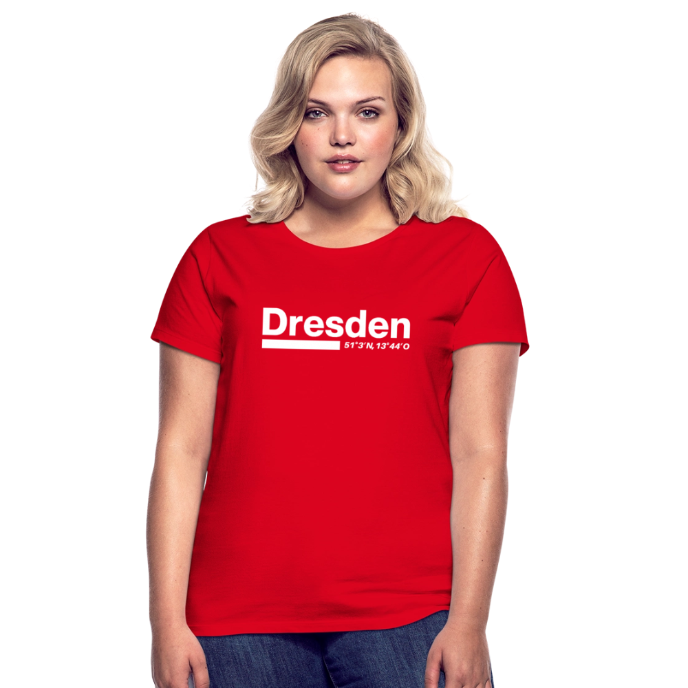 T-Shirt Ladies Dresden "Bold GPS White" - Rot