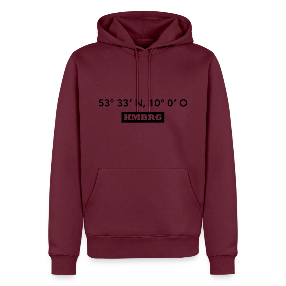 Hoodie Hamburg "HMBRG GPS" Dark Edition - Burgunderrot
