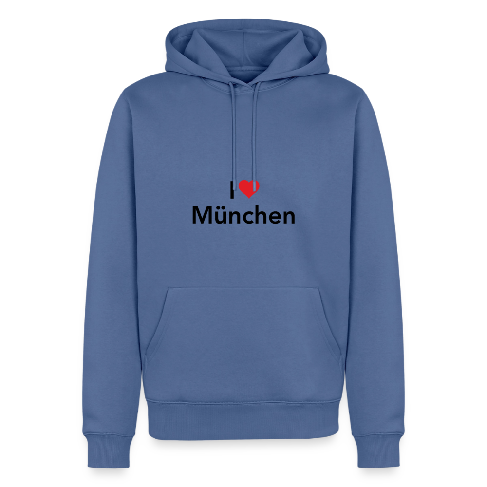 Hoodie "I Love München" Dark Edition - Taubenblau
