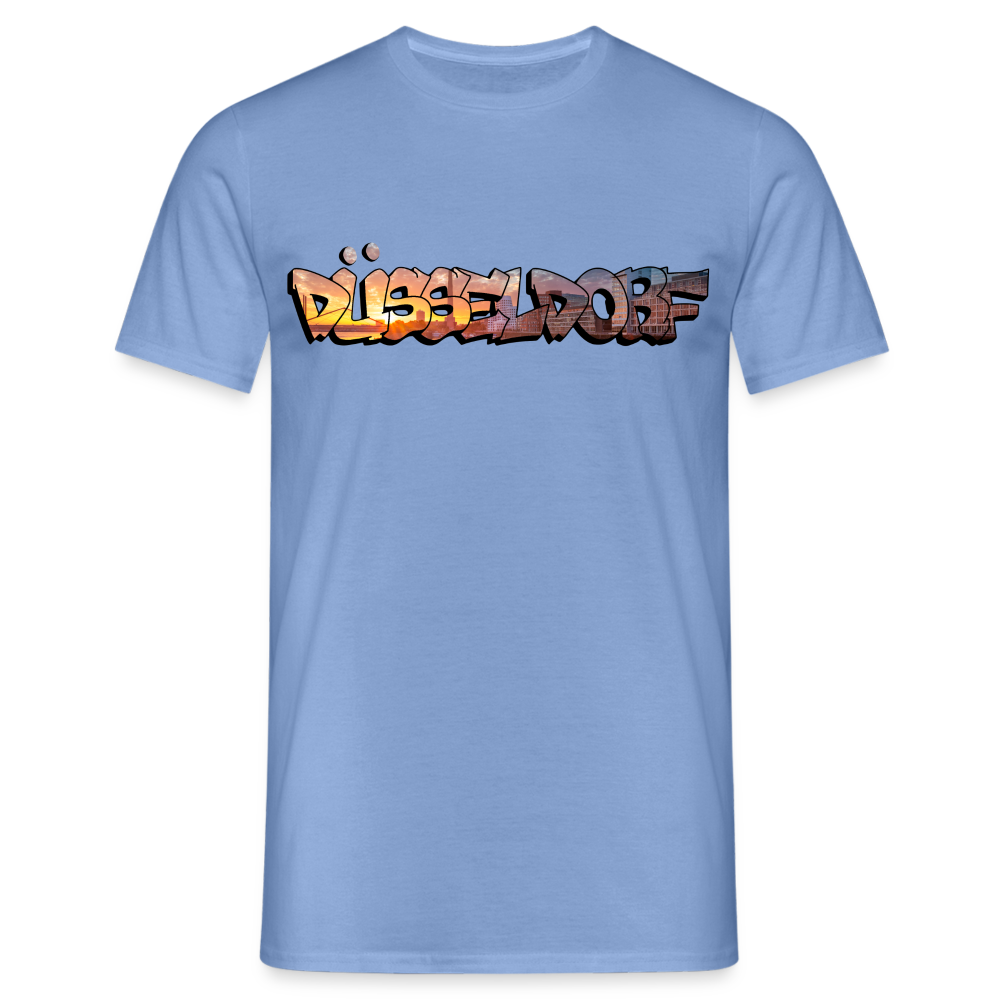 T-Shirt Düsseldorf "Skyline Sunset" - carolina blue