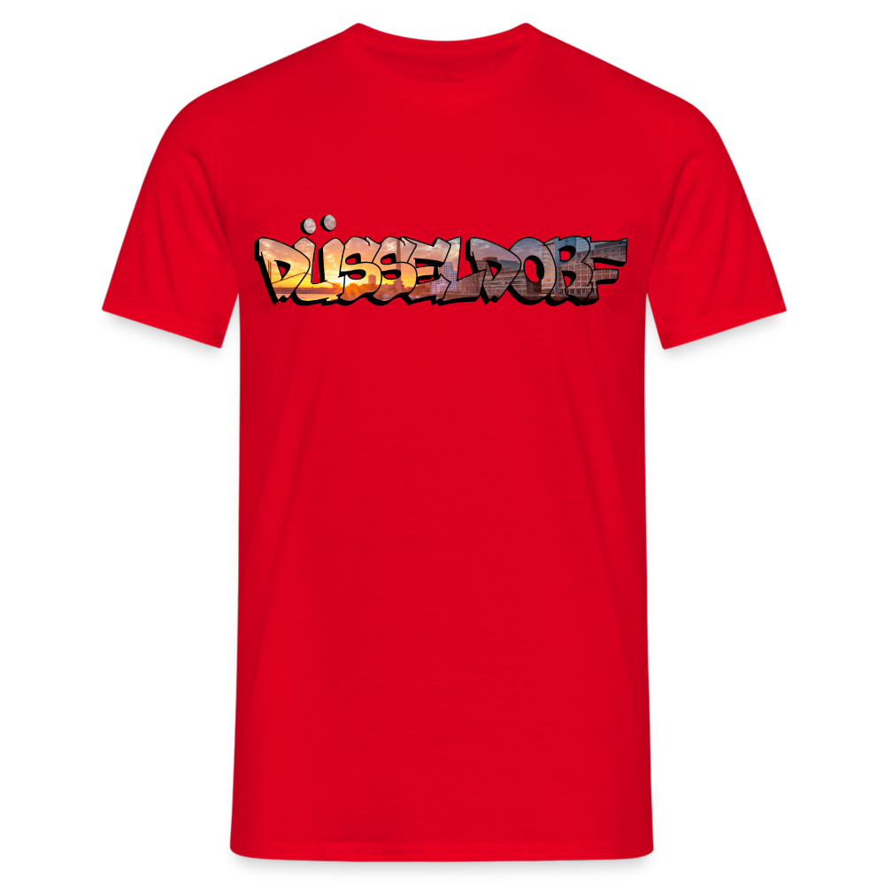 T-Shirt Düsseldorf "Skyline Sunset" - red