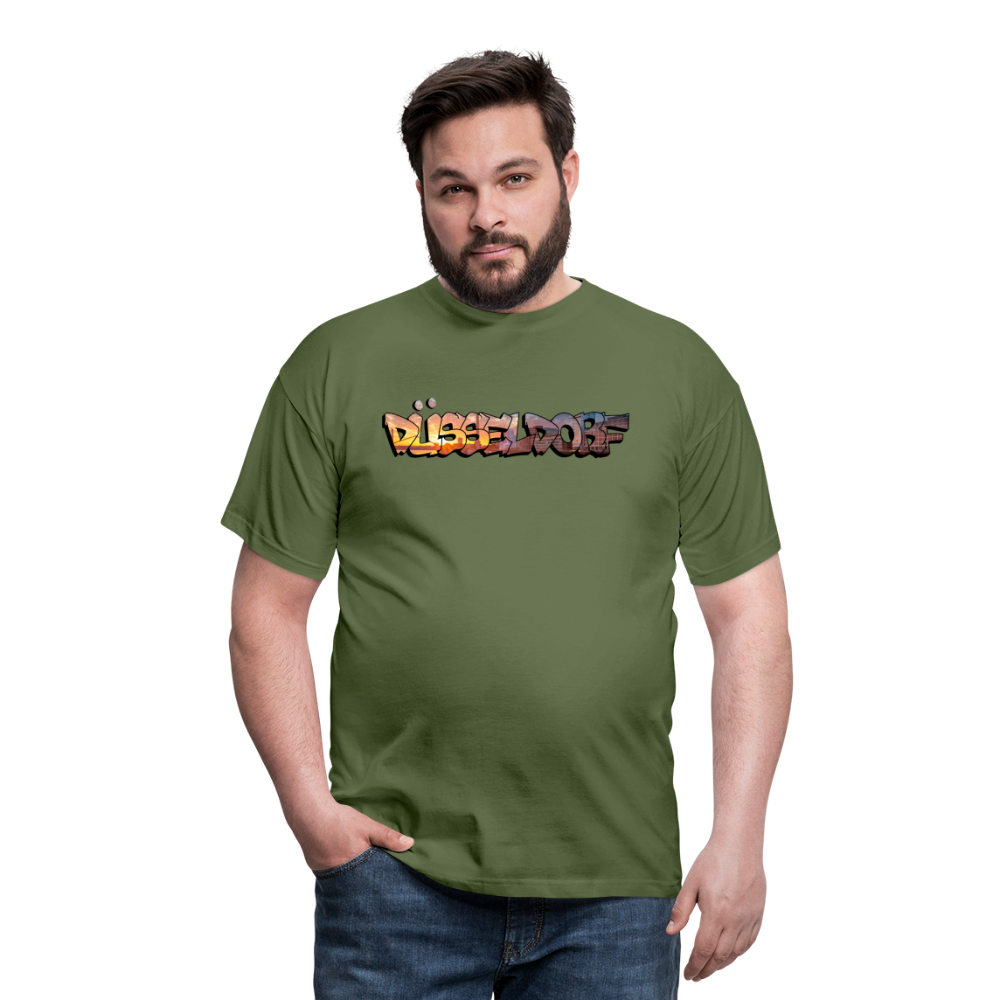 T-Shirt Düsseldorf "Skyline Sunset" - military green