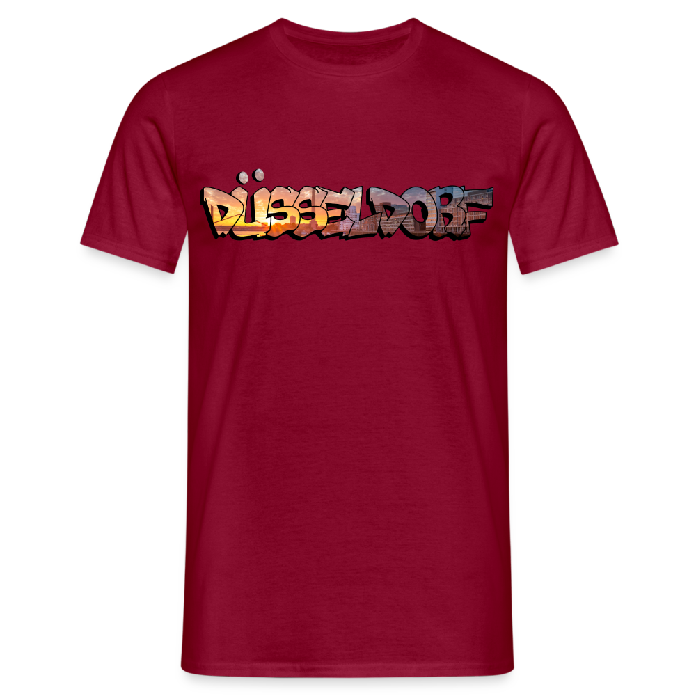 T-Shirt Düsseldorf "Skyline Sunset" - brick red