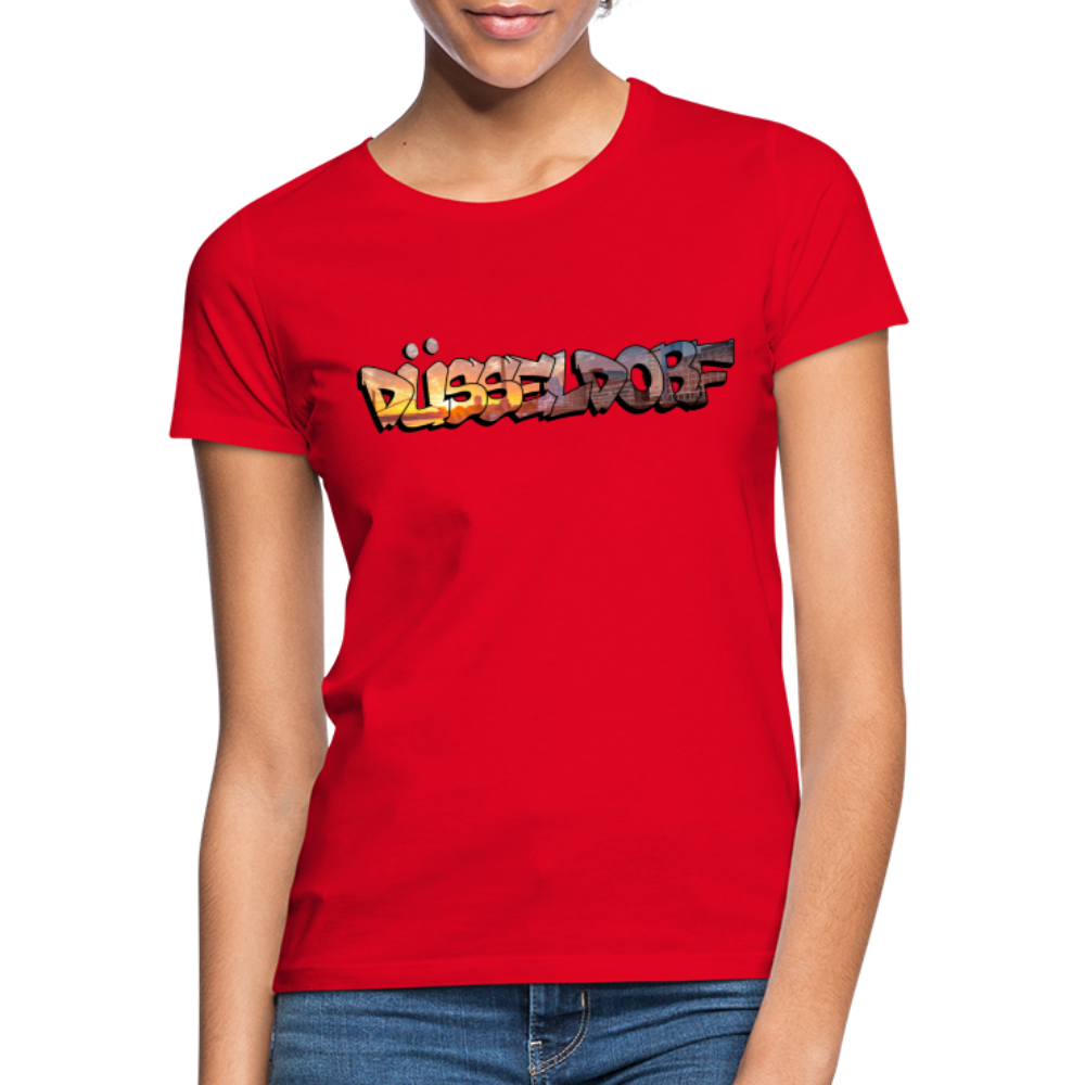T-Shirt Ladies Düsseldorf "Skyline Sunset" - red
