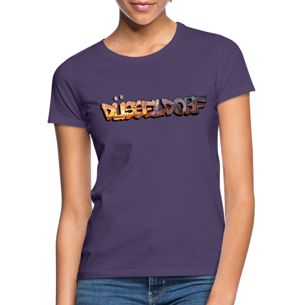 T-Shirt Ladies Düsseldorf "Skyline Sunset" - dark purple