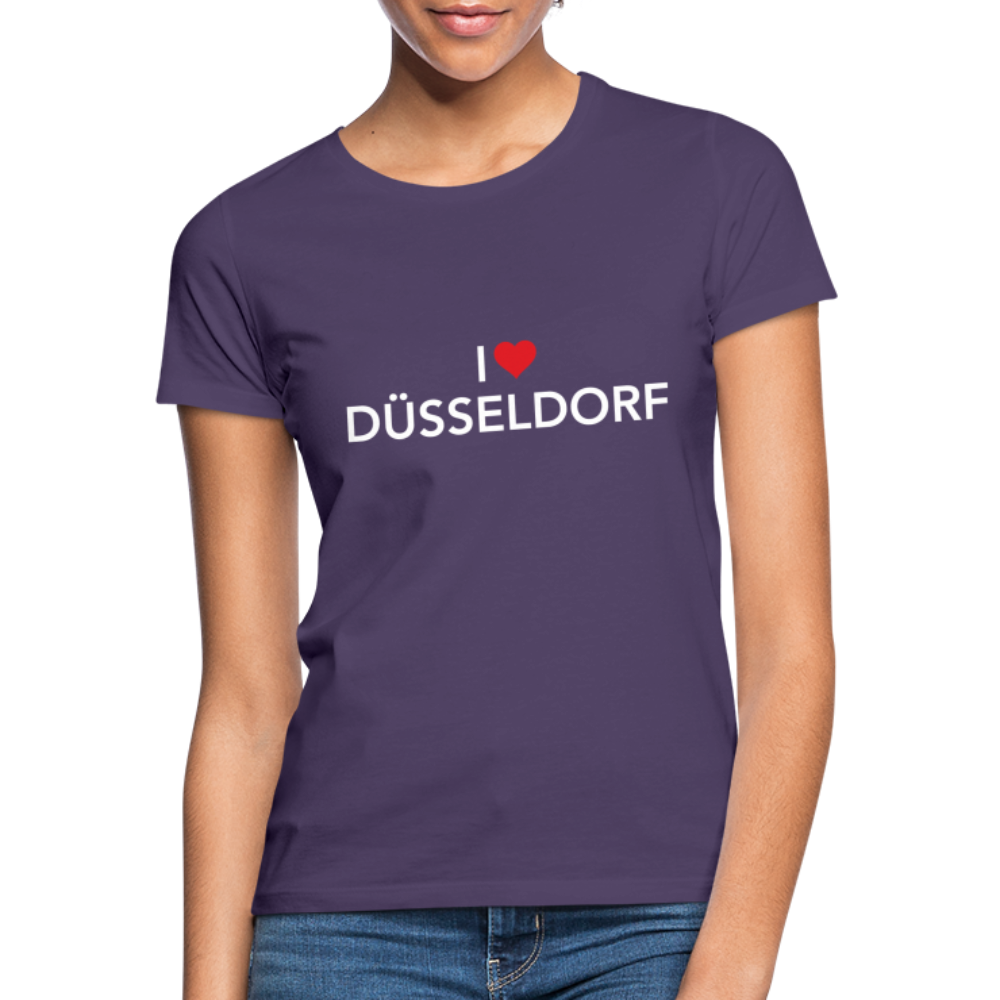 T-Shirt Ladies "I Love Düsseldorf" Bright Edition - dark purple