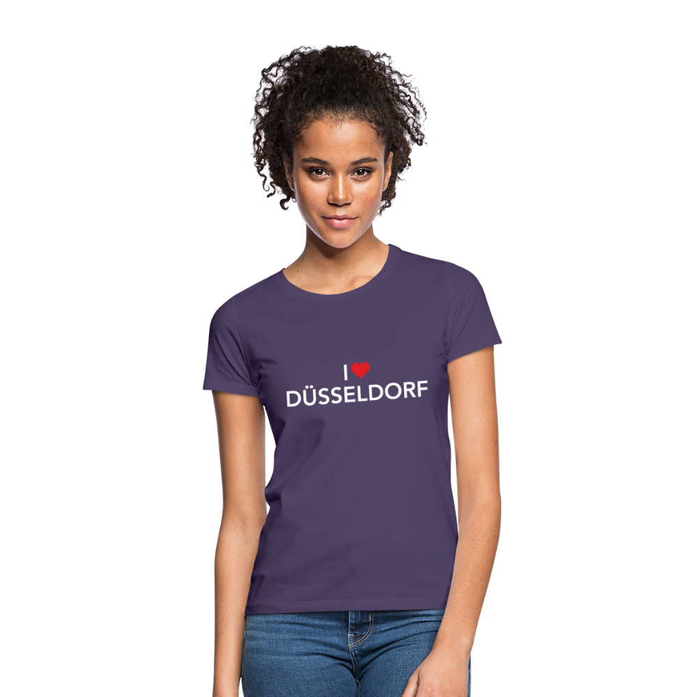 T-Shirt Ladies "I Love Düsseldorf" Bright Edition - dark purple