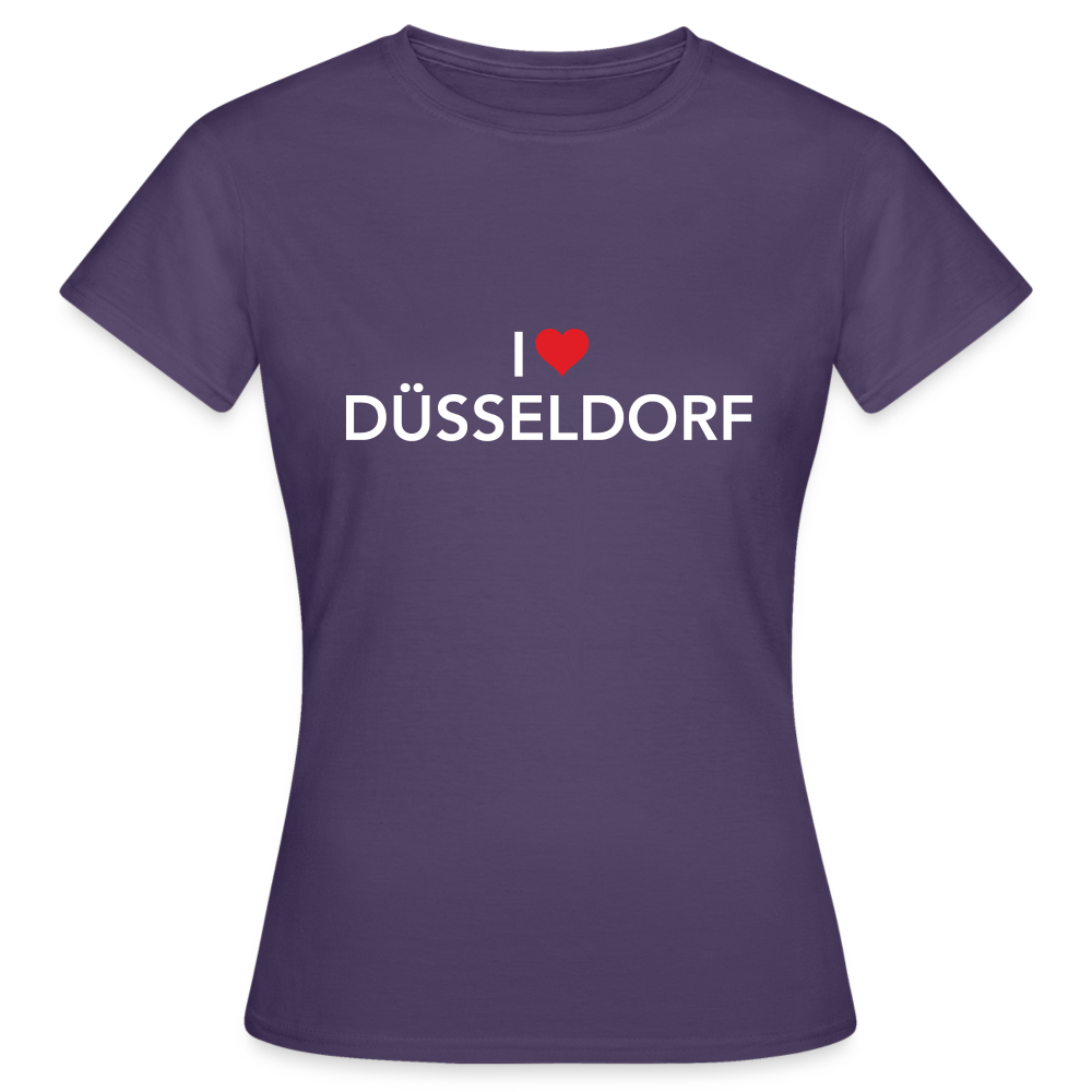 T-Shirt Ladies "I Love Düsseldorf" Bright Edition - dark purple