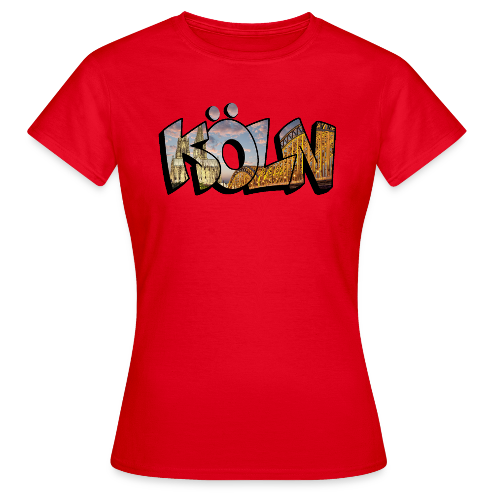 T-Shirt Ladies Köln "Skyline Sunset" - red
