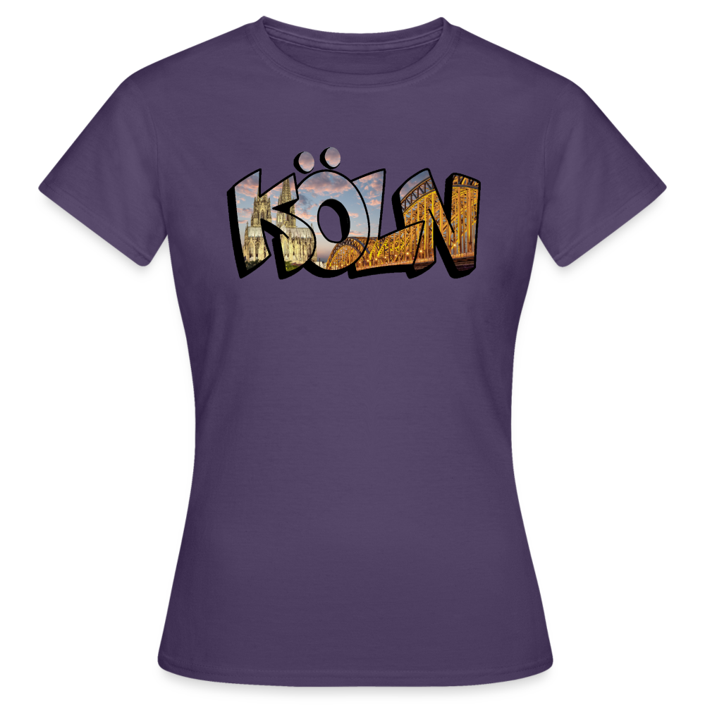 T-Shirt Ladies Köln "Skyline Sunset" - dark purple