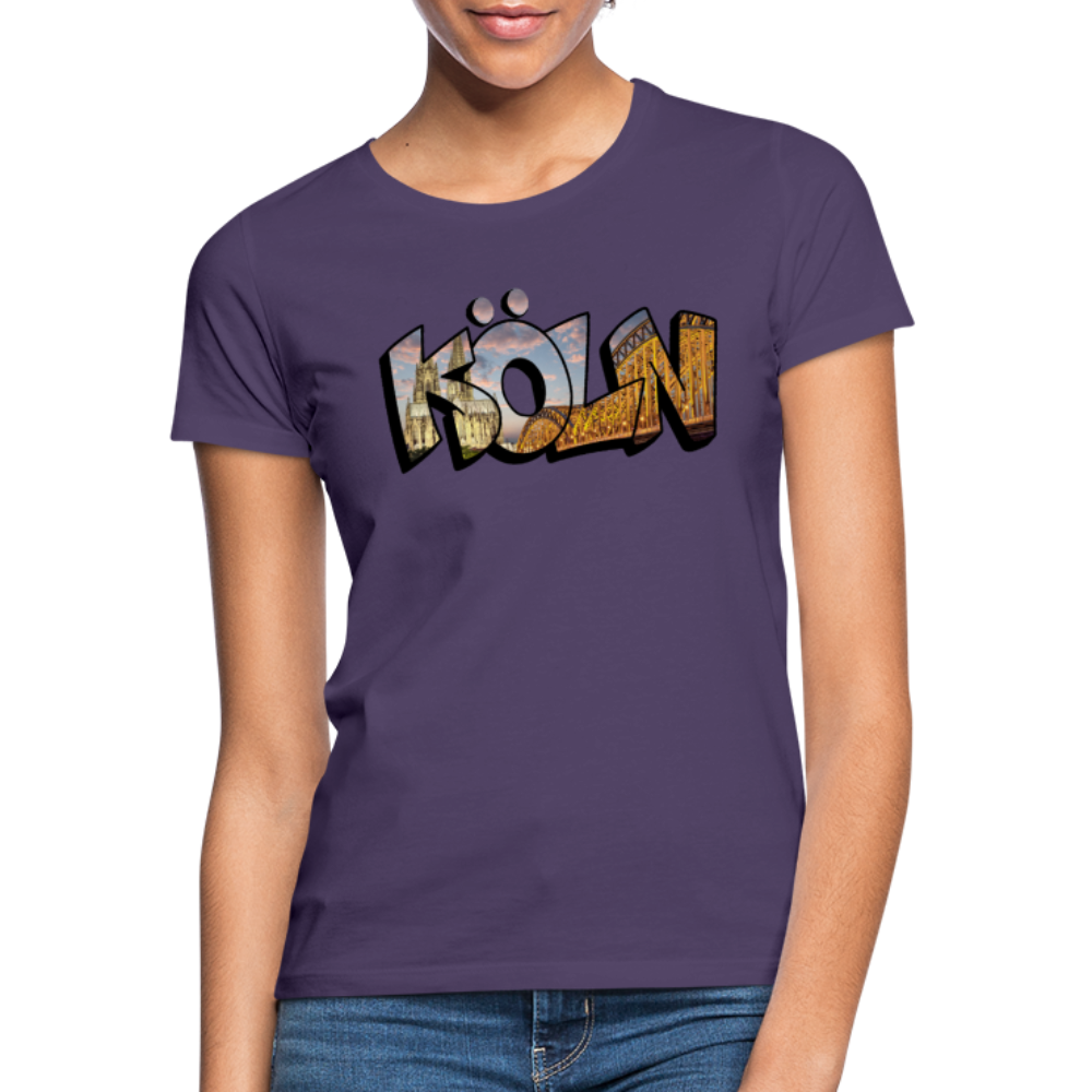 T-Shirt Ladies Köln "Skyline Sunset" - dark purple