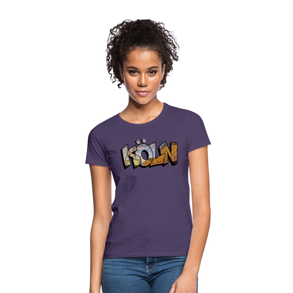 T-Shirt Ladies Köln "Skyline Sunset" - dark purple