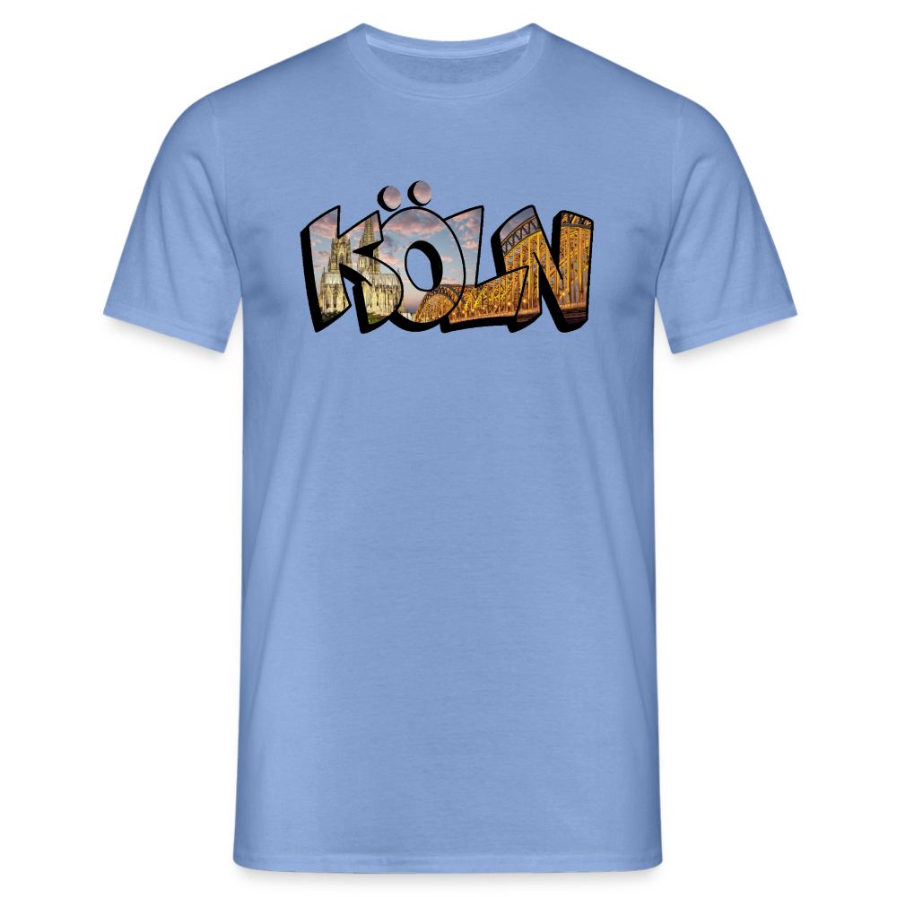 T-Shirt Köln "Skyline Sunset" - carolina blue