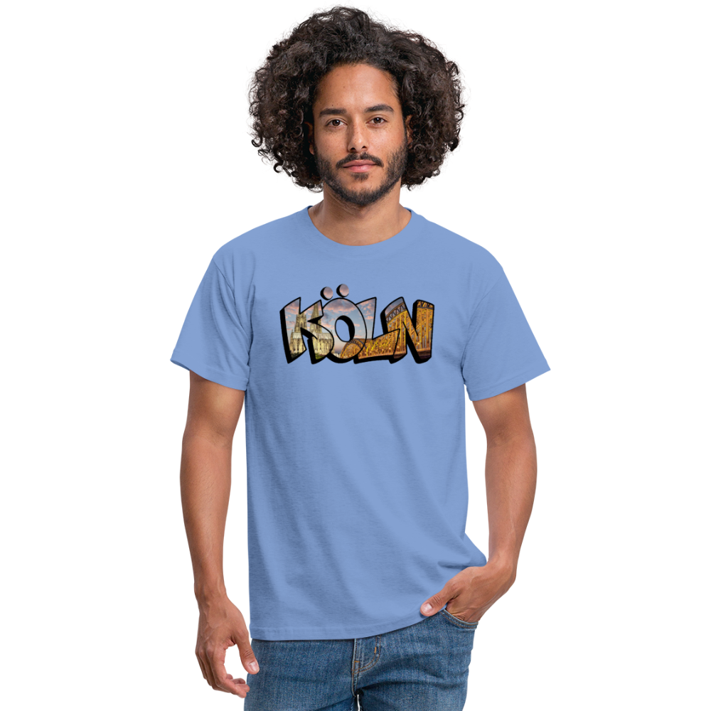 T-Shirt Köln "Skyline Sunset" - carolina blue