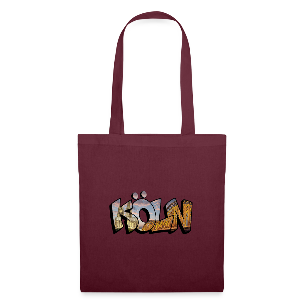 Tote Bag Köln "Skyline Sunset" - burgundy