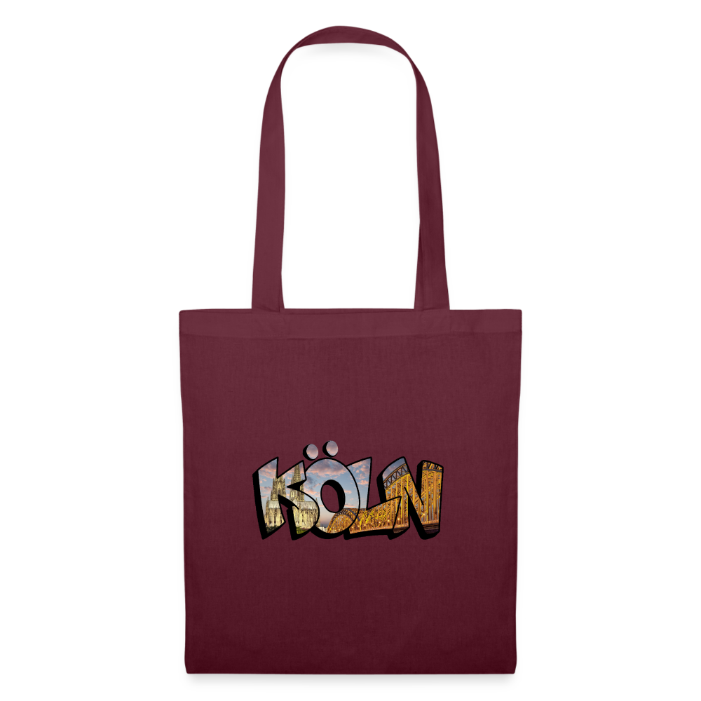 Tote Bag Köln "Skyline Sunset" - burgundy
