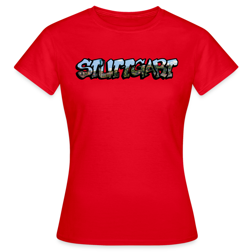 T-Shirt Ladies Stuttgart "Panorama Graffiti" - red