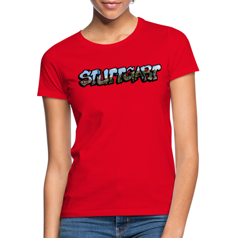 T-Shirt Ladies Stuttgart "Panorama Graffiti" - red