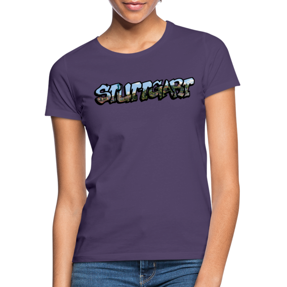 T-Shirt Ladies Stuttgart "Panorama Graffiti" - dark purple