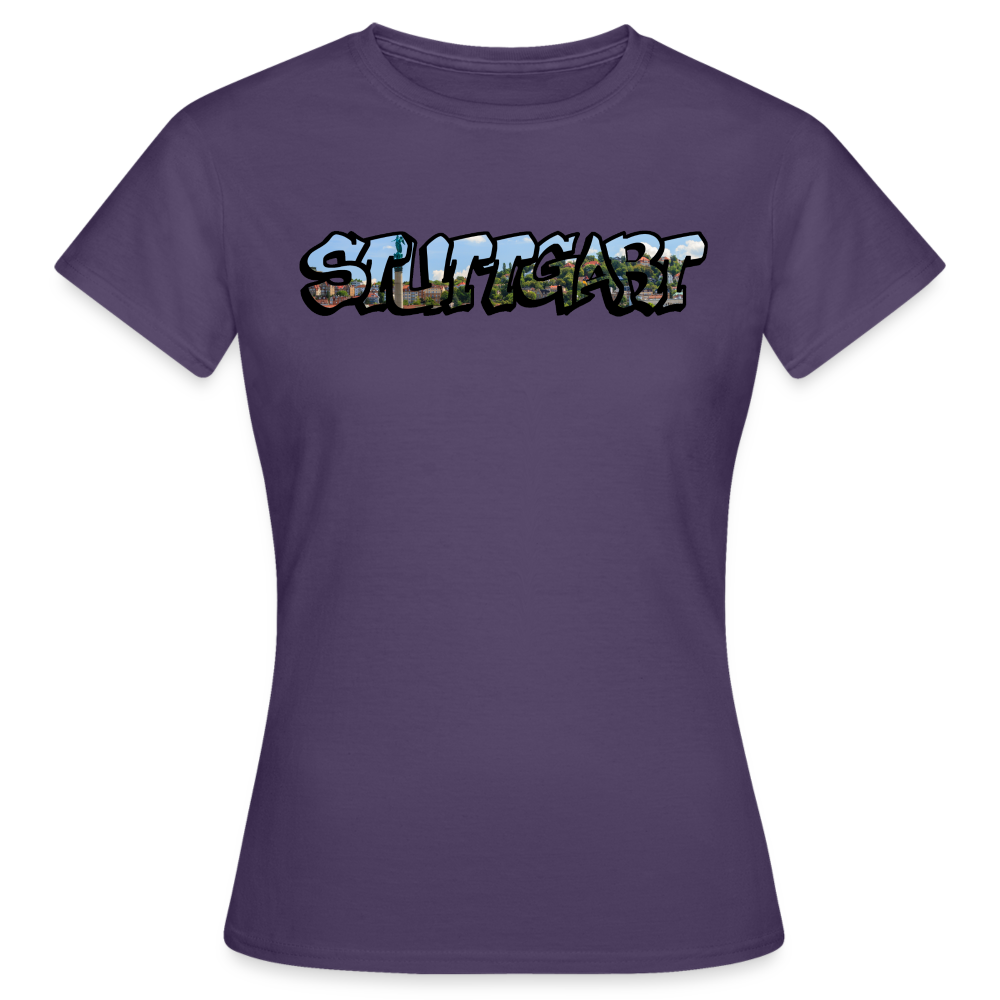 T-Shirt Ladies Stuttgart "Panorama Graffiti" - dark purple