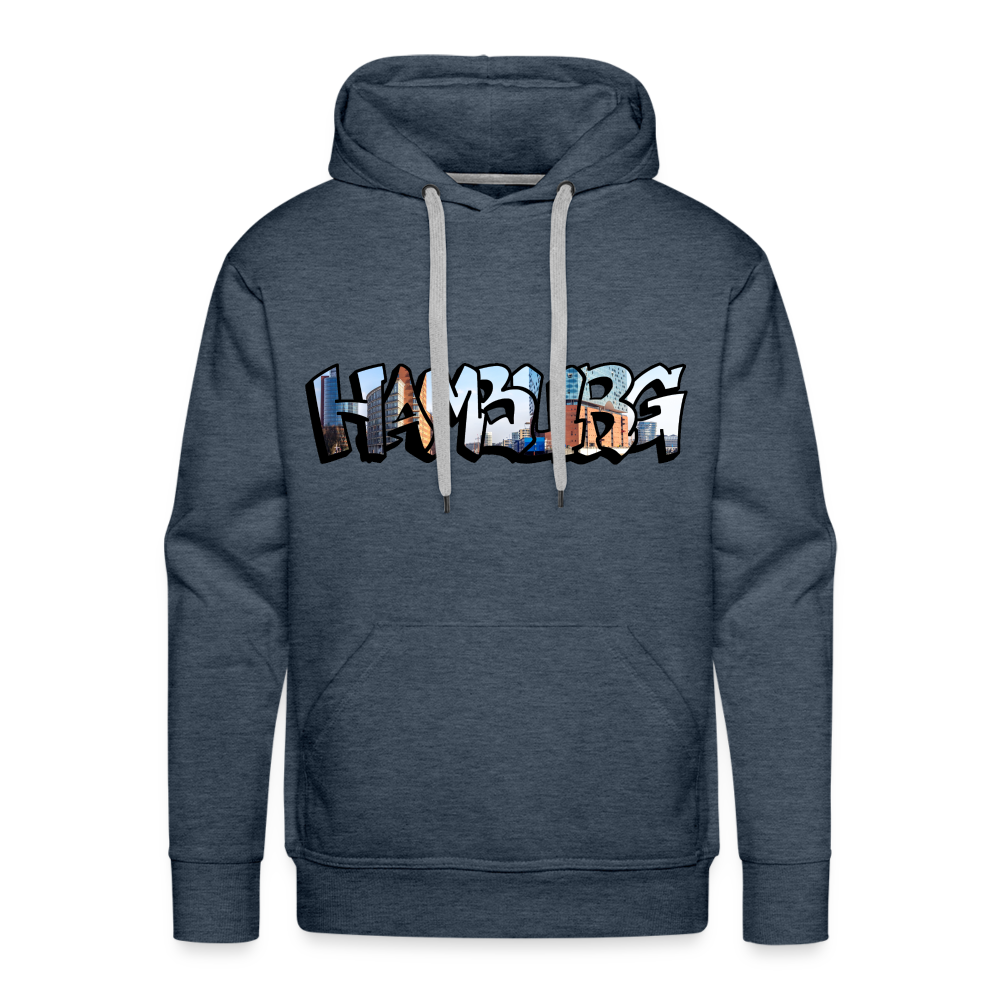 Hoodie Hamburg "Panorama Graffiti" - heather denim
