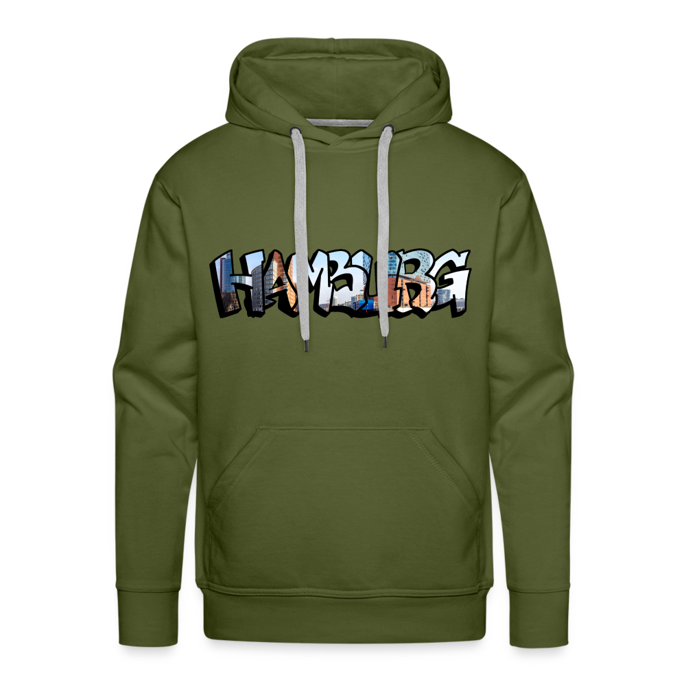 Hoodie Hamburg "Panorama Graffiti" - olive green