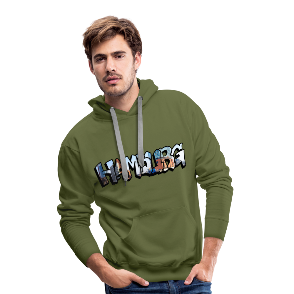 Hoodie Hamburg "Panorama Graffiti" - olive green