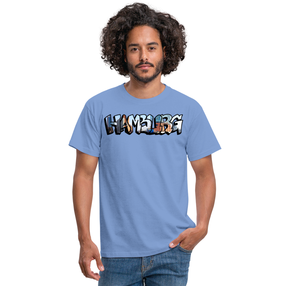 T-Shirt Hamburg "Panorama Graffiti" - carolina blue