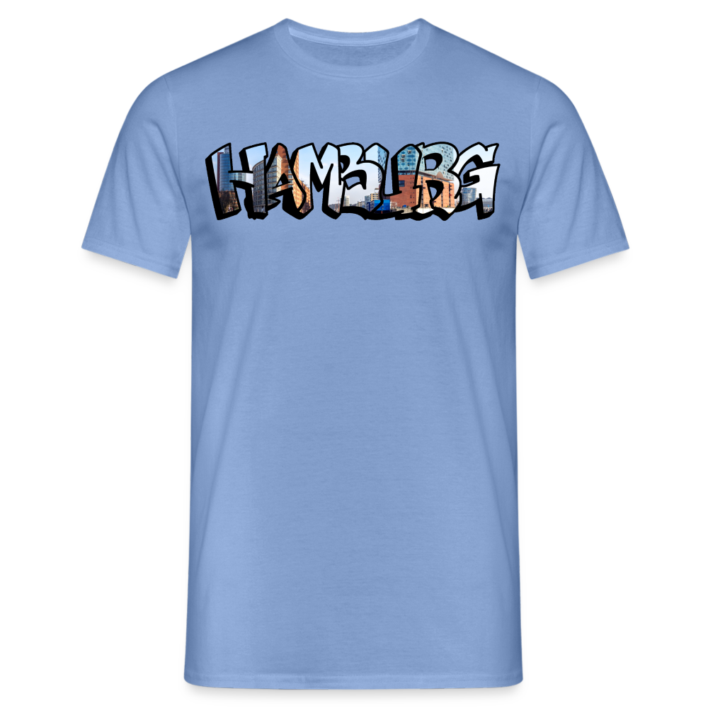T-Shirt Hamburg "Panorama Graffiti" - carolina blue