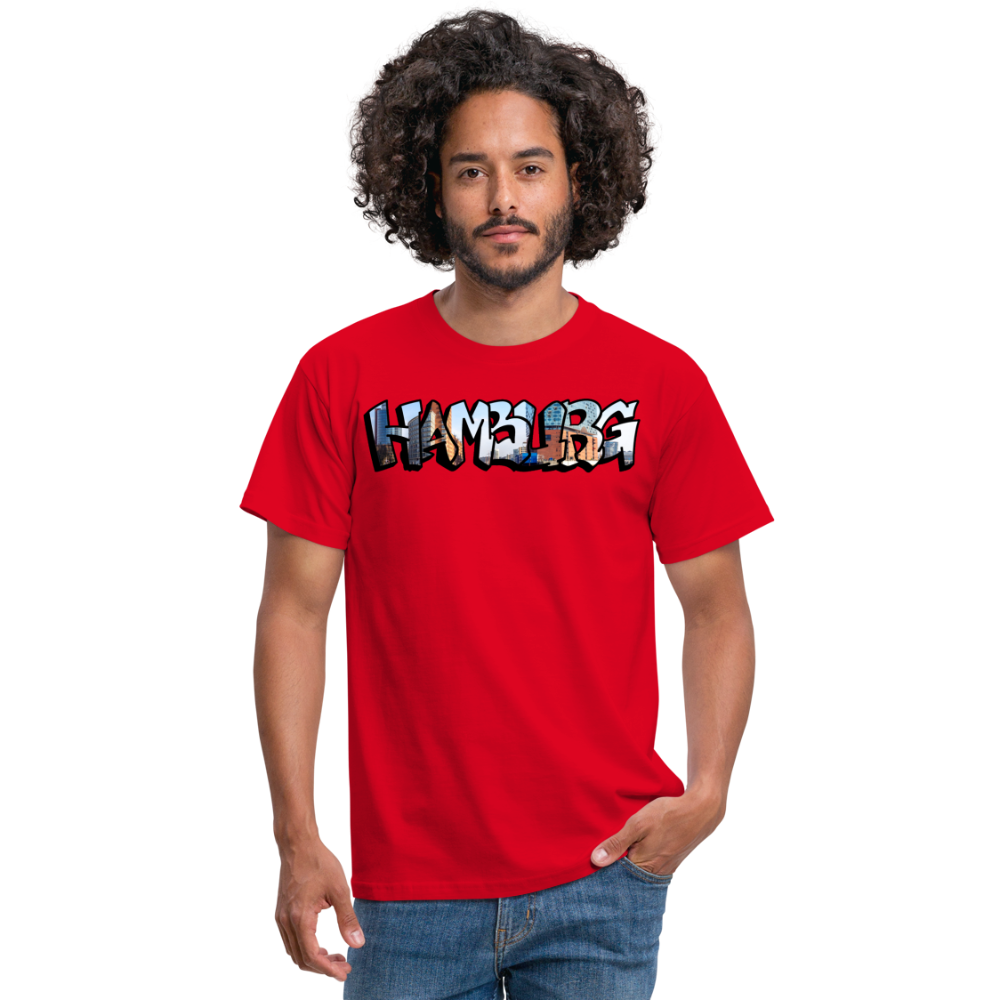 T-Shirt Hamburg "Panorama Graffiti" - red