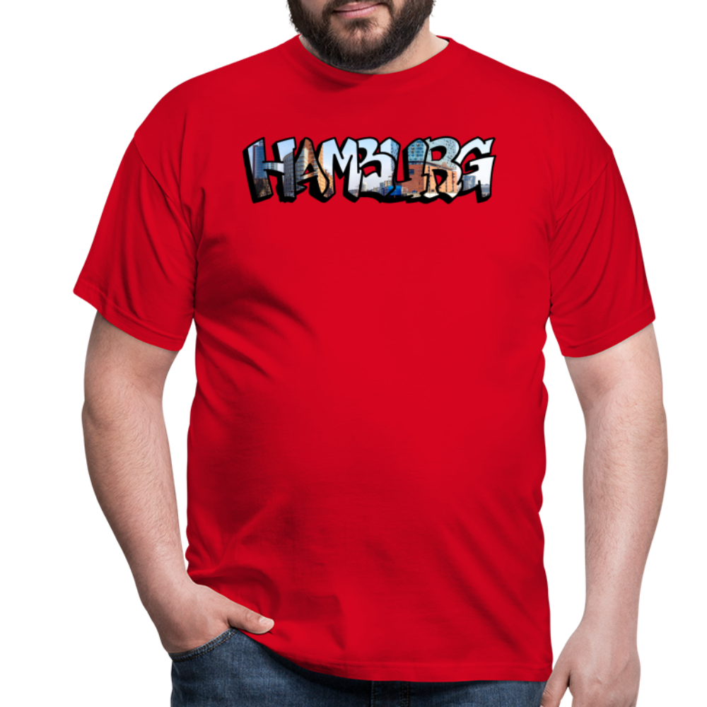 T-Shirt Hamburg "Panorama Graffiti" - red