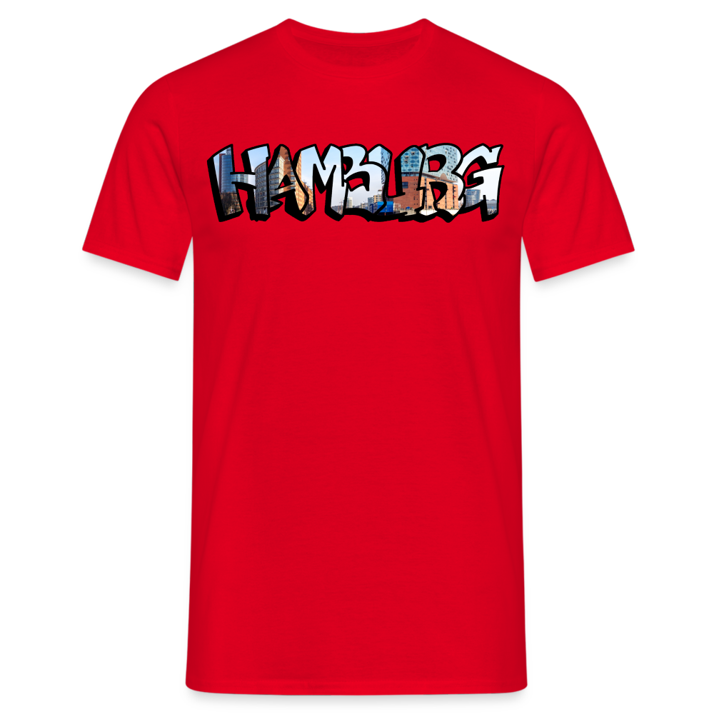 T-Shirt Hamburg "Panorama Graffiti" - red