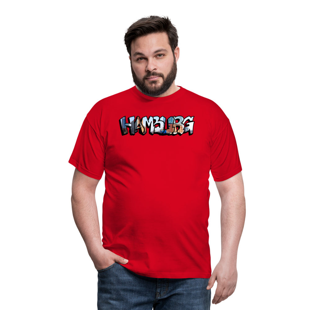 T-Shirt Hamburg "Panorama Graffiti" - red