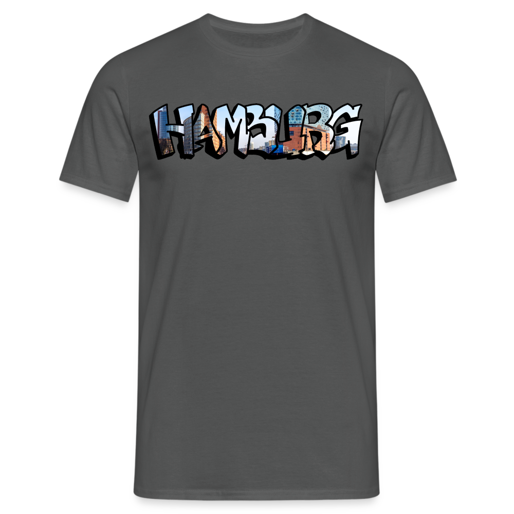 T-Shirt Hamburg "Panorama Graffiti" - charcoal grey