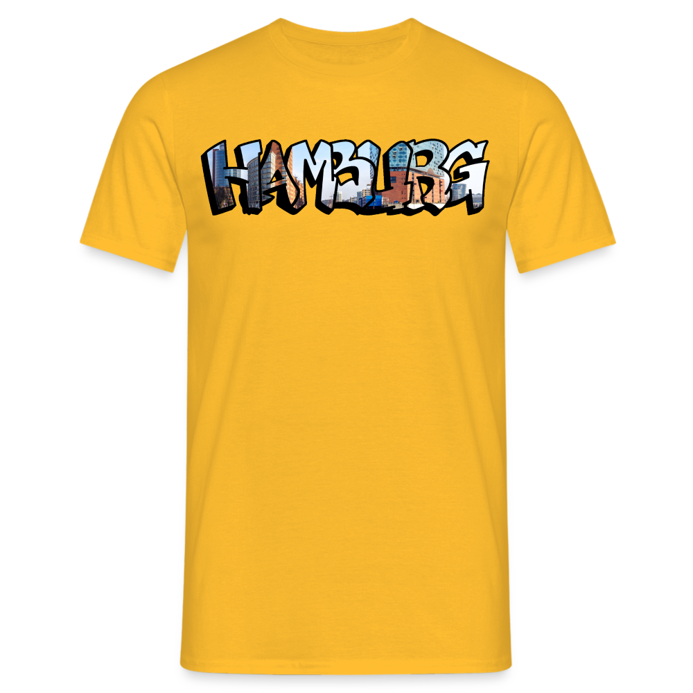 T-Shirt Hamburg "Panorama Graffiti" - yellow