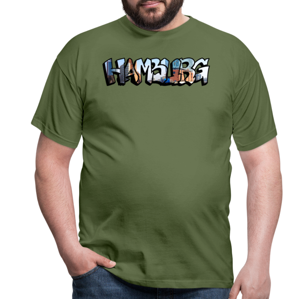 T-Shirt Hamburg "Panorama Graffiti" - military green