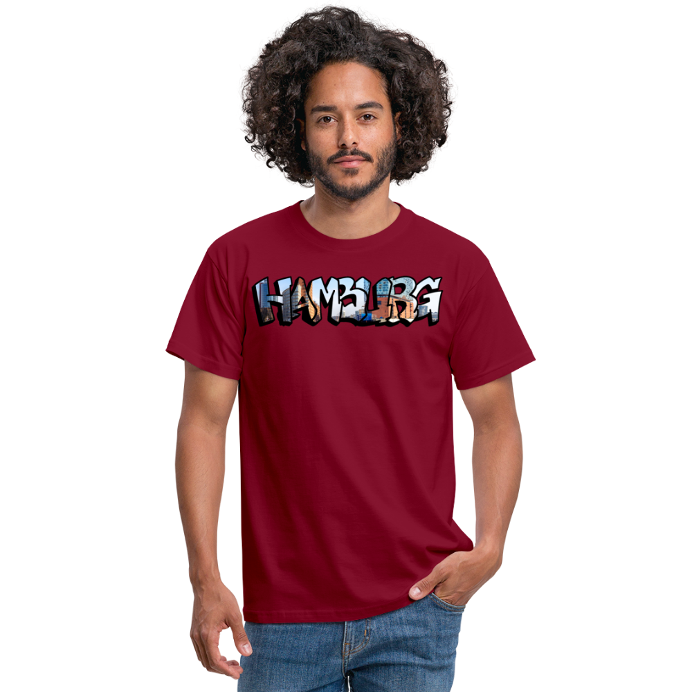 T-Shirt Hamburg "Panorama Graffiti" - brick red