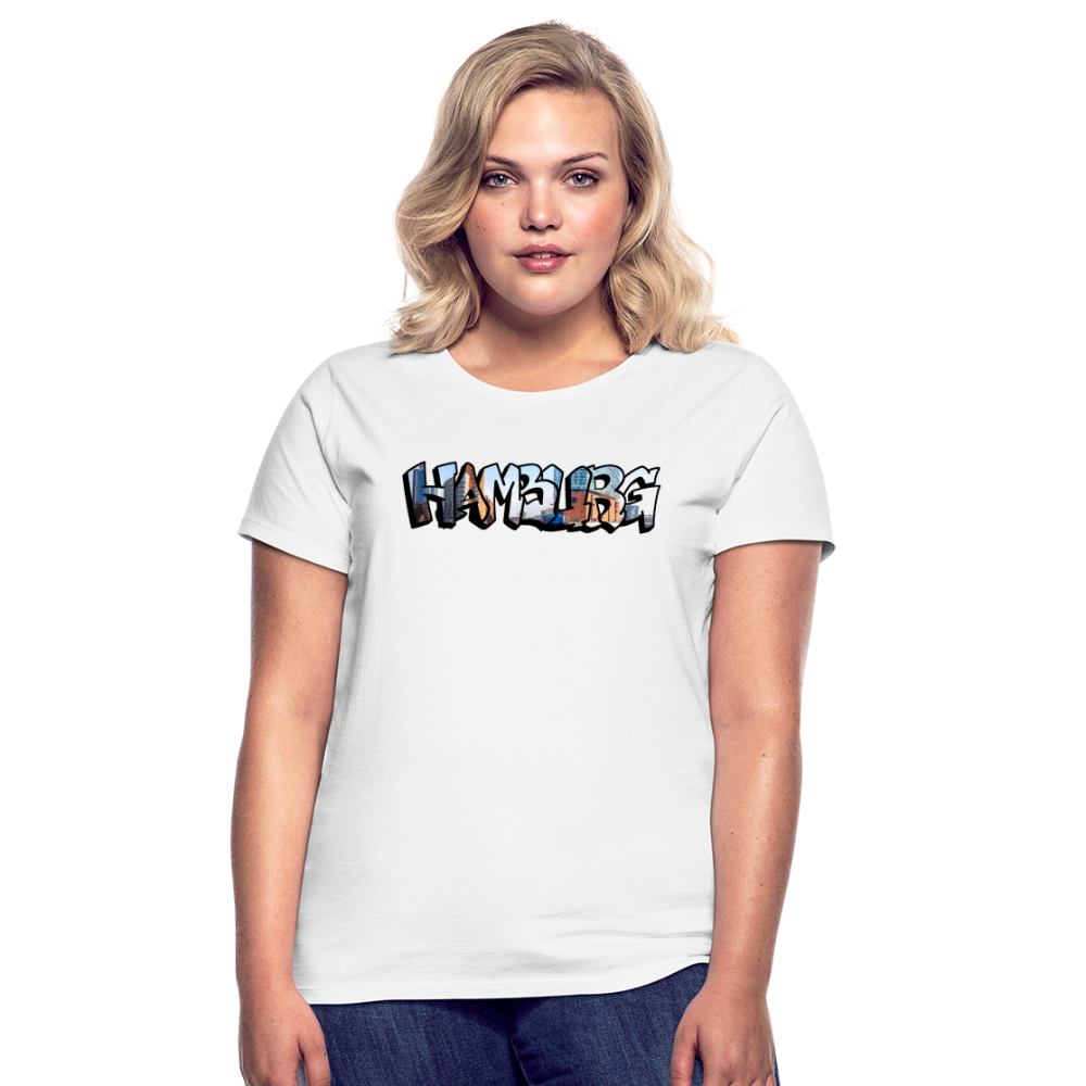 T-Shirt Ladies Hamburg "Panorama Graffiti" - white