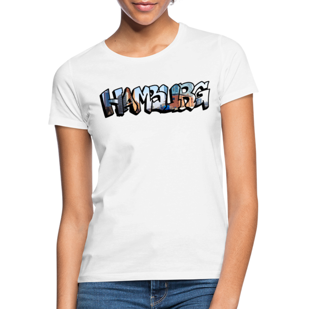 T-Shirt Ladies Hamburg "Panorama Graffiti" - white