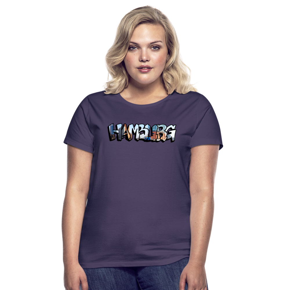 T-Shirt Ladies Hamburg "Panorama Graffiti" - dark purple