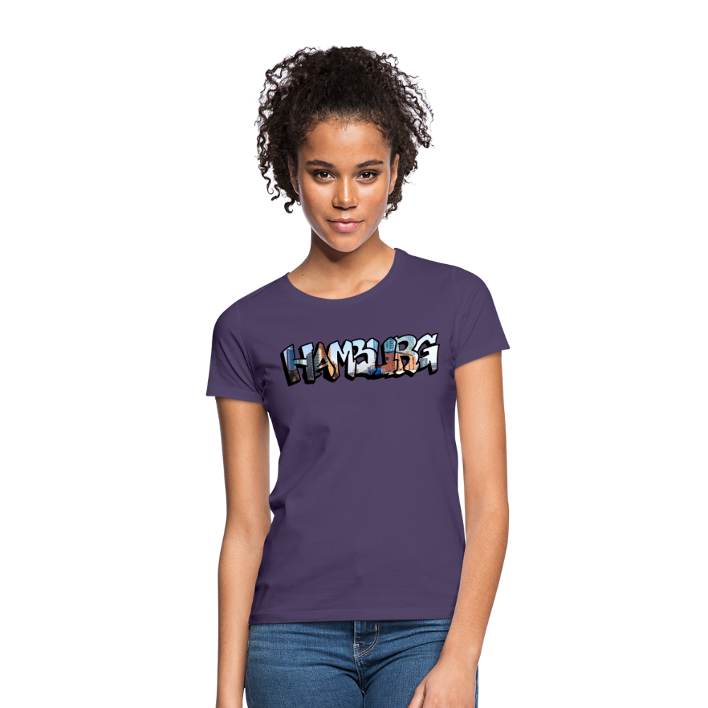 T-Shirt Ladies Hamburg "Panorama Graffiti" - dark purple