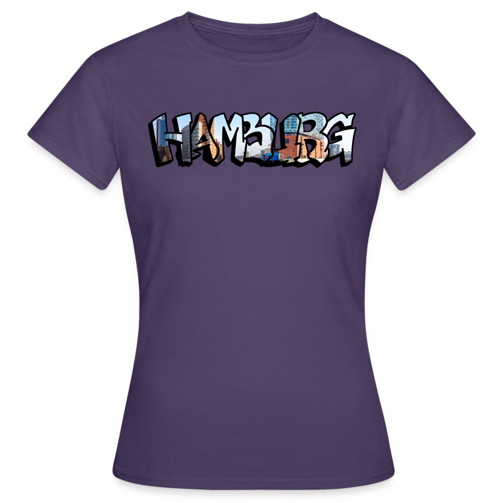 T-Shirt Ladies Hamburg "Panorama Graffiti" - dark purple