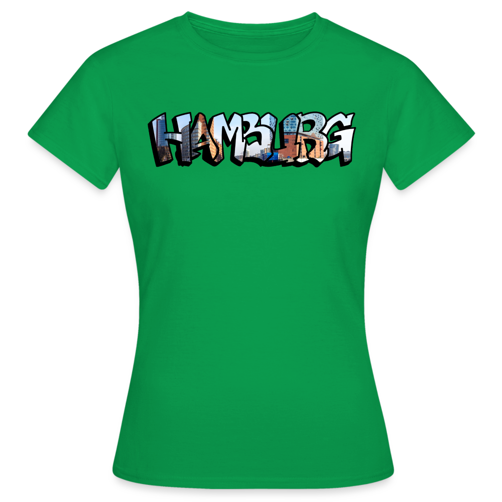 T-Shirt Ladies Hamburg "Panorama Graffiti" - kelly green