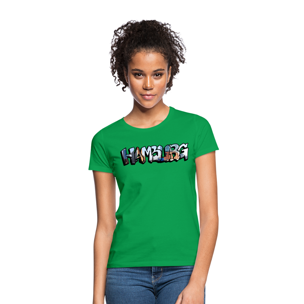 T-Shirt Ladies Hamburg "Panorama Graffiti" - kelly green
