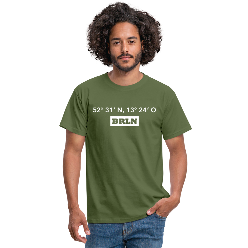 T-Shirt Berlin "BRLN GPS" Bright Edition - Militärgrün