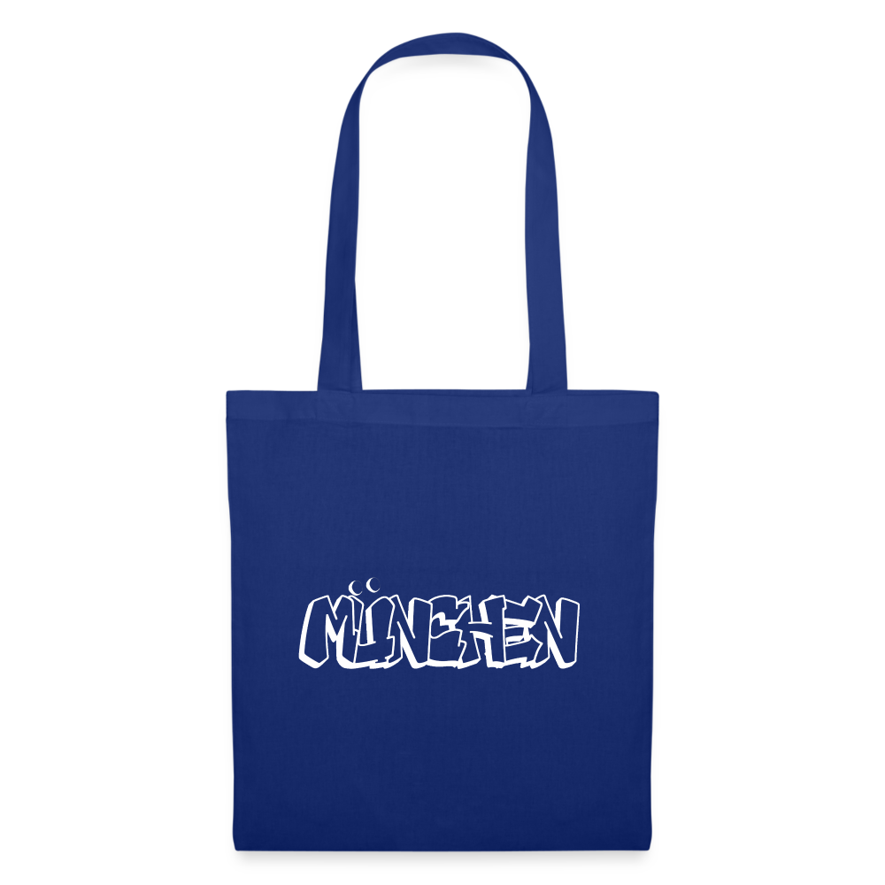 Tote Bag München "Graffiti White" - Royalblau
