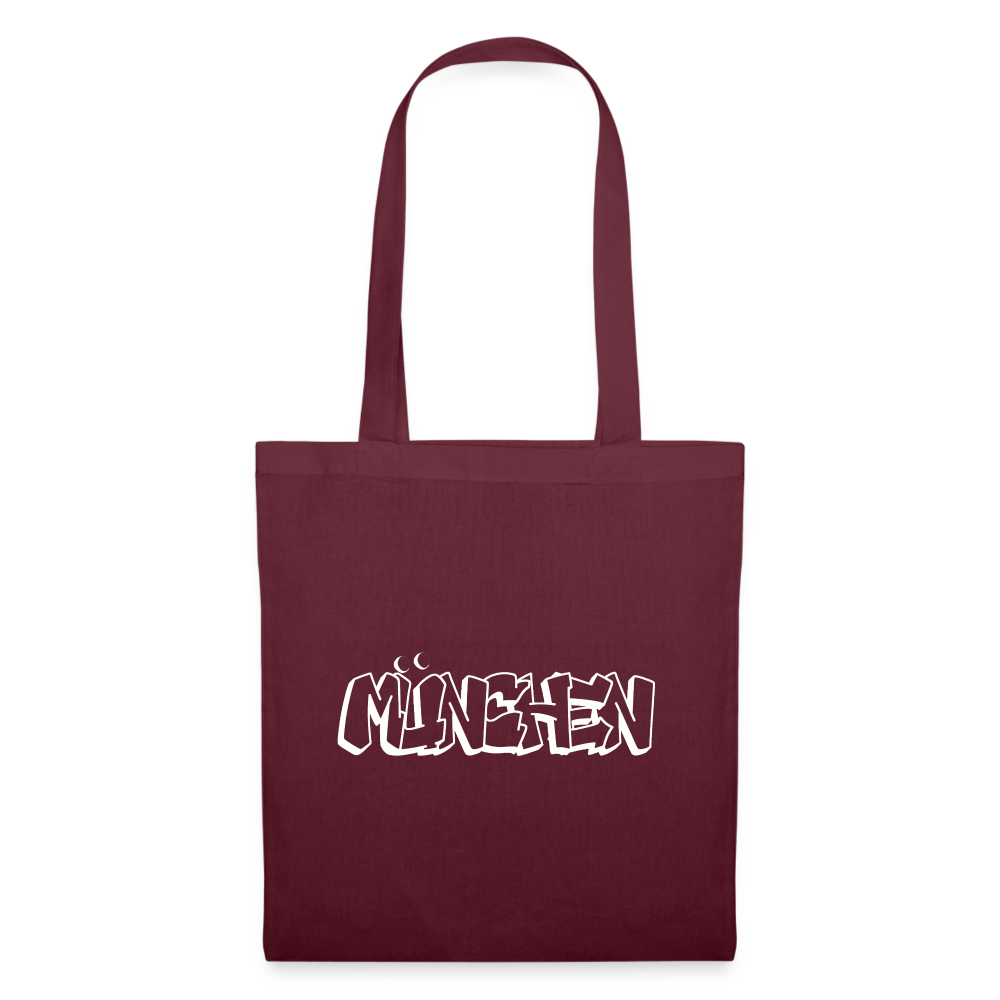 Tote Bag München "Graffiti White" - Burgunderrot