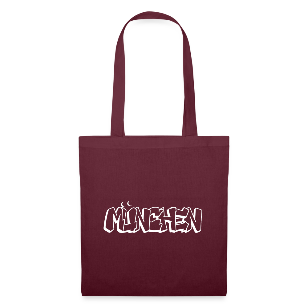 Tote Bag München "Graffiti White" - Burgunderrot